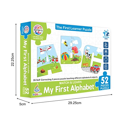 Image of Ratna's Match & Learn My First Alphabets 2 Pieces Educational Puzzle Teaching Different Alphabets & Objects for Kids
