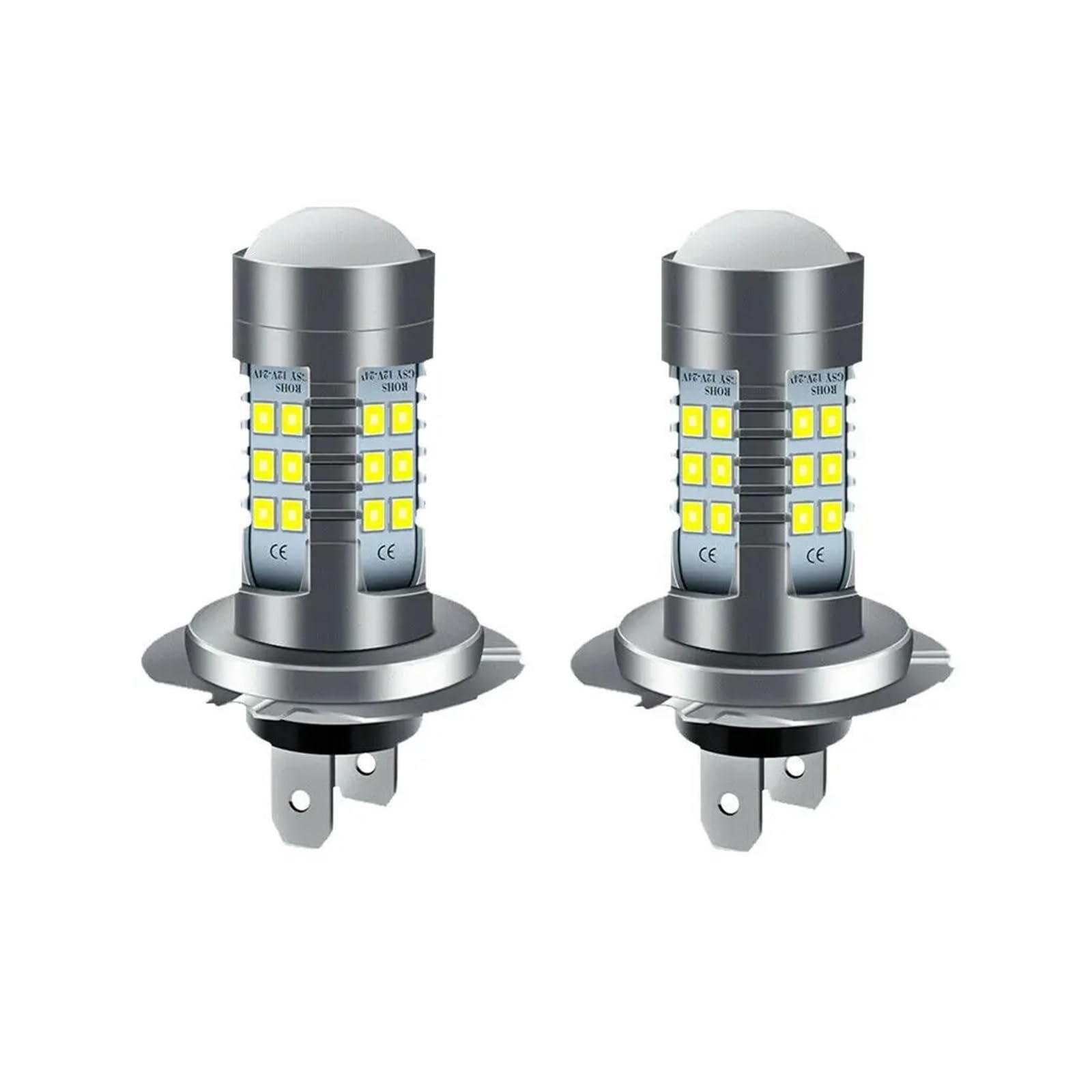 2 pezzi 100W H4 H7 Super Bright 2835 Led Car Daytime Running Fendinebbia Lampada 6000K Auto Driving Faro Lampadina a fascio alto basso(8000K,H4)
