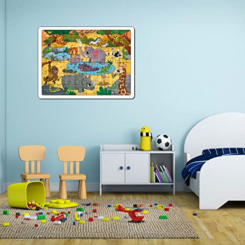 Image of Mini Leaves 48 Piece Wooden Puzzle for Kids & Adults - Wild Safari Jigsaw Puzzle - Fun & Challenging Floor Wooden Puzzle Game - Gift for Adults and Kids - Safe & Durable Educational Toys