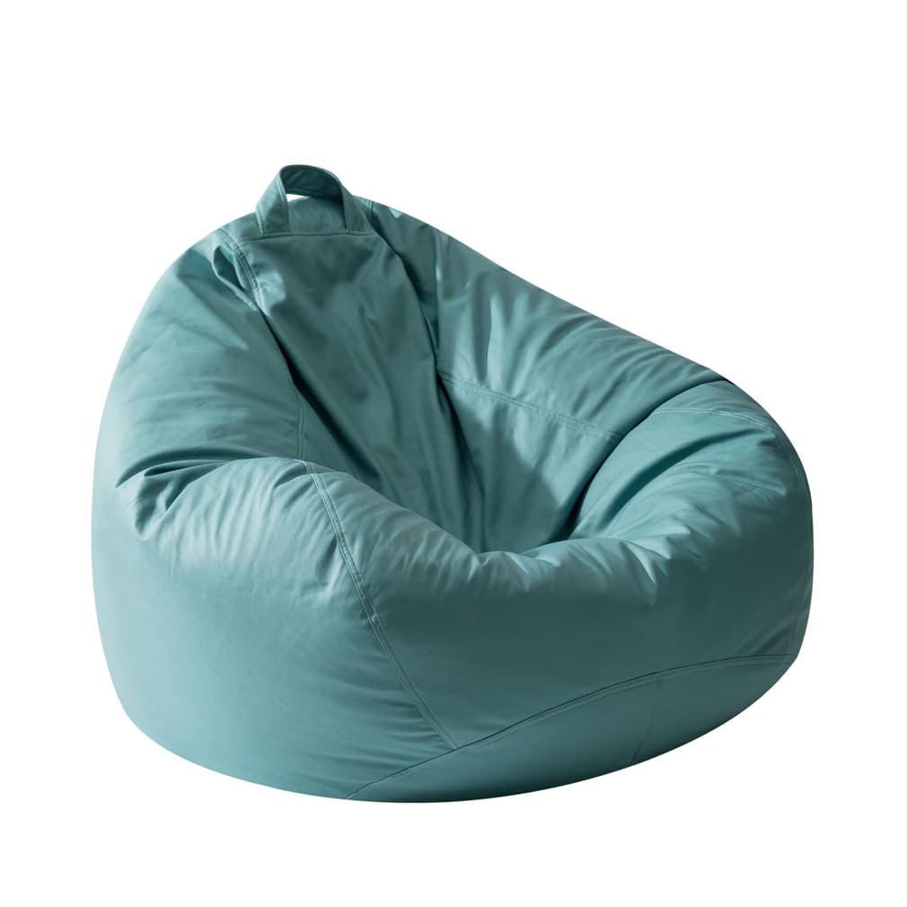 KOAIEZ Bean Bag Floor Chair Cover, Faux Leather Bean Bag Chair Cover, Strong Support And Ergonomic Design Cover, for Living Rooms, Bedrooms And Basements (No Filler),mint blue,XXL