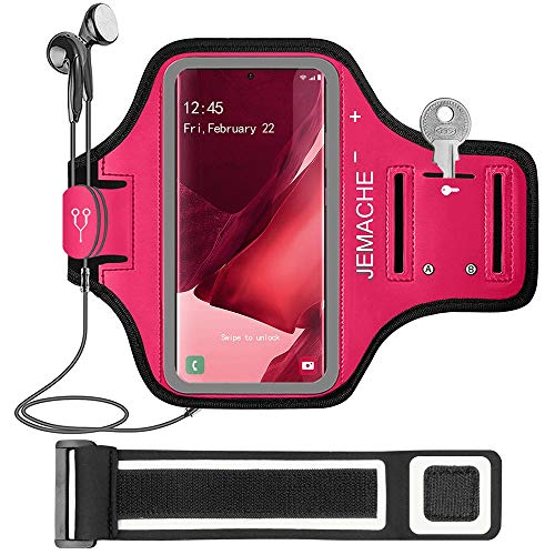 Galaxy Note 20, 20 Ultra Armband, JEMACHE Gym Running Workouts Water Resistant Arm Band Case for Samsung Galaxy Note 20/20 Ultra with Key Holder (Rosy)