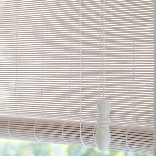 HONGTUWY Natural Bamboo Roller Blind,Roller Blind White Bamboo Blinds,Anti-UV Dustproof Decorative Curtain,Sunshade Heat Insulation Roman Curtains,For Patio/Garden/Window (WxH:50x70cm/20x28in)