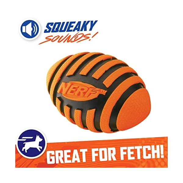 Nerf Dog Spiral Squeak Rubber Football Dog Toy, Medium/Large, Orange Nerf Dog Spiral Squeak Rubber Football Dog Toy, Medium/Large, Orange
