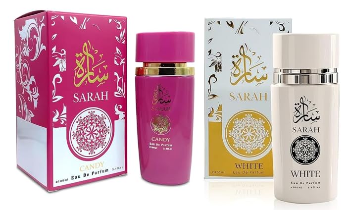 SARAH CANDY & SARAH WHITE Perfume Set for Women - Floral, Fruity & Lavender, Vanilla Fragrance Combo Gift Set 3.4 fl oz Each EDP for Daily Use (2 PACK).
