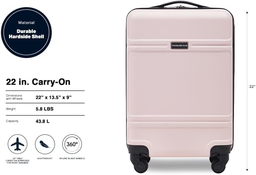 Travelers Club Skyline 22" Carry-On Spinner Luggage, Filmy 22-Inch Carry-On Filmy