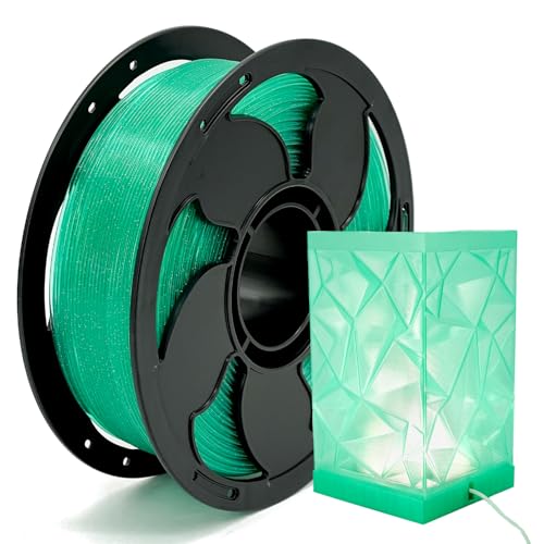Image of Clear Cyan PLA 1.75mm 1kg Spool Glittery 3D Printing Filaments Transparent | Beginner friendly Premium Glittery translucent Cyan PLA Basic Low warping No tangle 1kg spool 2.2lbs Smooth for Bambu Prusa