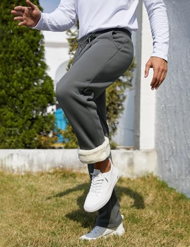 Flygo Men's Fleece Lined Sherpa Sweatpants Winter Warm Pants Jogger Lounge Athletic Pant with Pockets