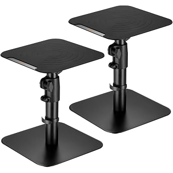mywall HS31L Universal Speaker Desk Mount Tiltable +/-15  with a Load up to 15 kg Black 2 Stands for Speaker Boxes