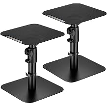 mywall HS31L Universal Speaker Desk Mount, Tiltable +/-15 with a Load up to 15 kg, Black, 2 Stands for Speaker Boxes