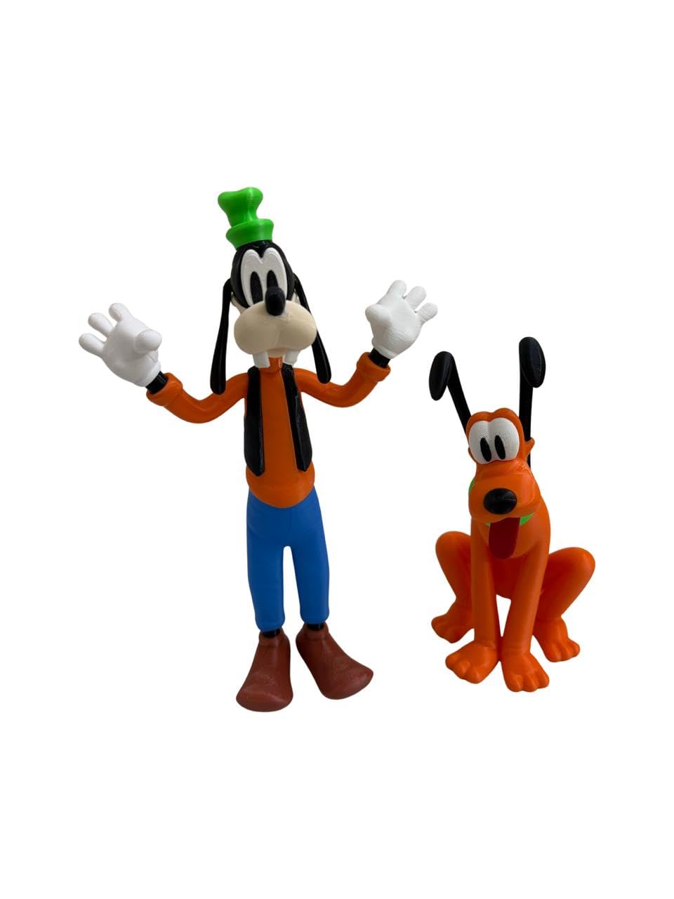 3D Printed Toy, 3DGoofy & Pluto-Inspired Figurines, Set of 2, Blue and Orange Design, Decorative Gaming Playing Collectible, Crafted from bio-degradable eco-Friendly PLA