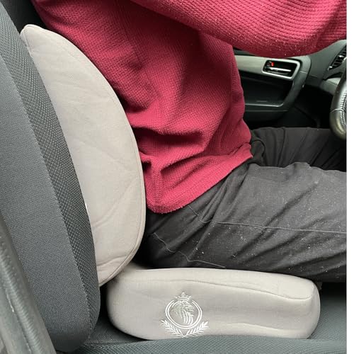 Image of MRRON Car Comfort Combo | Memory Foam Backrest & Wedge Seat Cushion Combo of 2 | Orthopedic Support for Back, Tailbone, Sciatica | Ergonomic Comfort for Car, Office| Posture Correction | Universal Fit