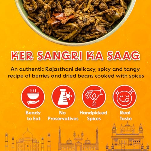 Image of Chokhi Dhani Ker Sangri Ka Saag Ready-to-Eat Meal 300g | Authentic Rajasthani Specialty Curry | Instant Heat & Eat | Vegetarian Home Style Food | Microwavable Curry Pack | Pack of 1 | ready to eat meals