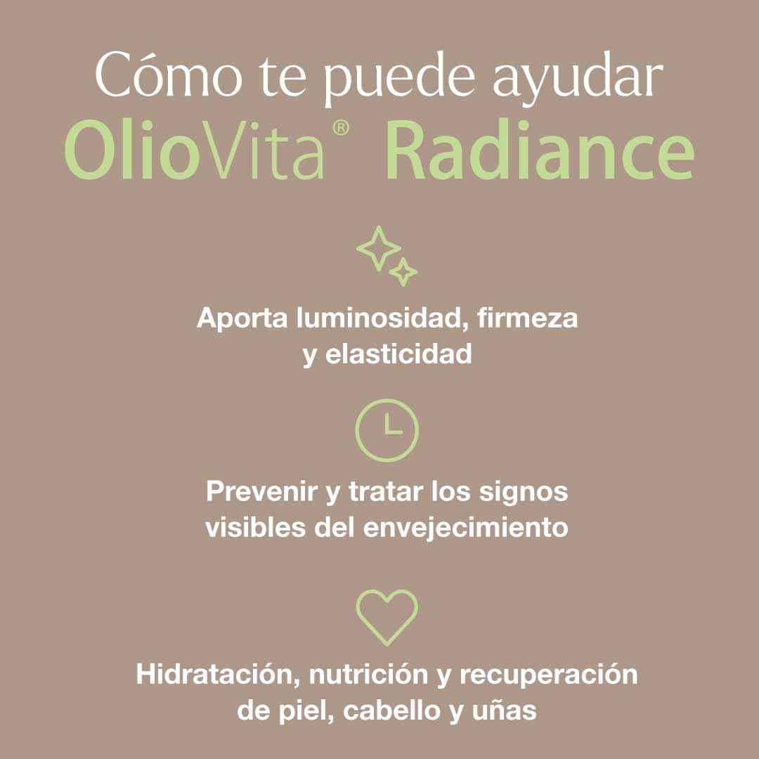 VITAE OlioVita Radiance 120 Cápsulas | Nutricosmética con Aceite de Espino Amarillo Omega 7 | Hidratación, Elasticidad y Luminosidad de la Piel | Fortalece Cabello y Uñas | Vegano y Sin Gluten