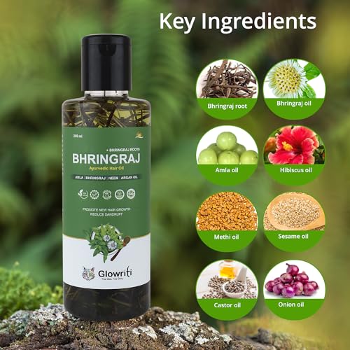 Image of Ayrvedic Natural Maha Bhringraj Hair Oil (200ml) - For Controlling Hair Fall | Reduce Dandruf | Nourishing Oil For Healthy Hair Growth | Paraben & Silicone-Free Suitable For All Hair Types