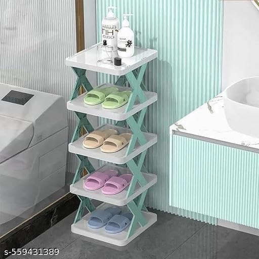 Image of 5 Layer Shoes Rack for Home Plastic,Stand Organizer Stackable Storage Bedroom entryway Slots Shelf Footwear Rack, Multi-Purpose Durable Plastic (5 Layer,) | RR 340