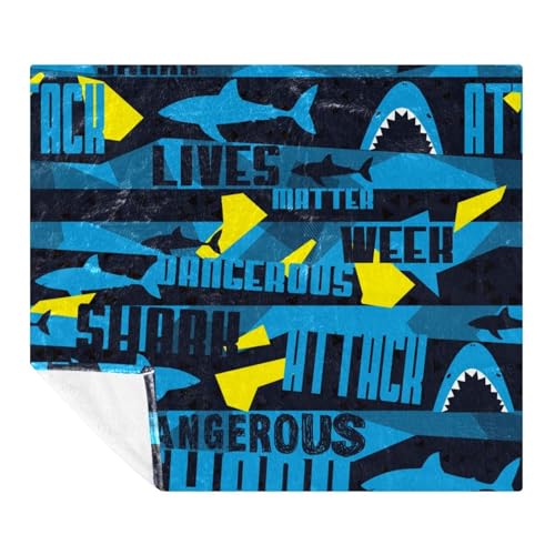 Couverture douce pour canapé et lit Grunge Shark plaid de voyage - 2