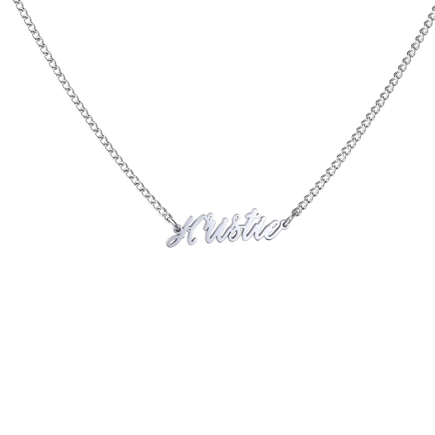WIGERLON Custom Name Necklace Personalized Pendant 18k White Gold Plated for Women and Girl