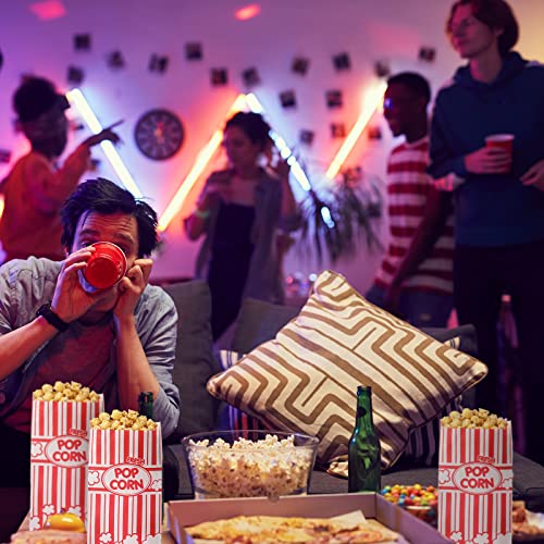 Image of Potchen 300 Pcs Popcorn Paper Bags Disposable Grease Resistant Striped Popcorn Container for Movie Night Carnival Party Theater(Red,2 oz)