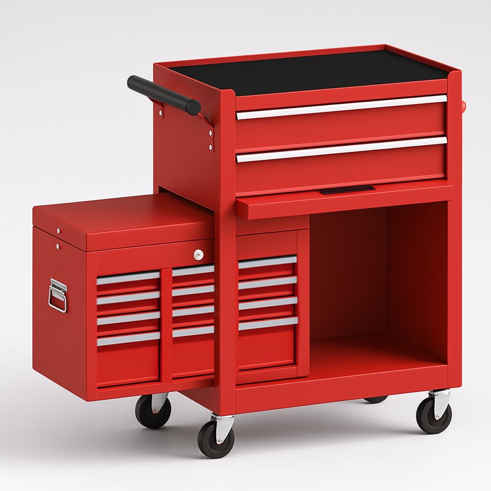 Carrello Portautensili 2in1 8 Cassetti 1 Sportello in Acciaio 68x33x108 cm