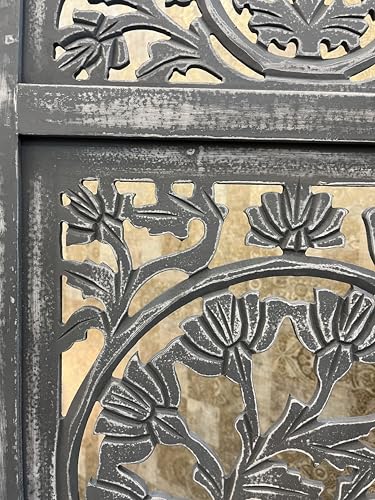 Image of Wooden Room Partition and Folding Privacy Screens Wooden Room Divider for Bedroom Home Office Room Divider Room Partition (6 Feet 4 Panel Antique Grey)