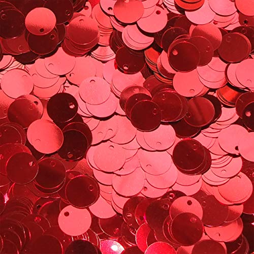 10mm Flat Sequins Red Metallic Medium Top Hole Made in USA