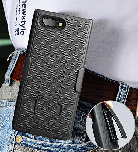 Nakedcellphone HOLCOM-KEY2-WEAVE Case With Clip For Blackberry Key2, Nakedcellphone Black Kickstand Cover With [Rotating/Ratchet] Belt Hip Holster Combo thumb #5