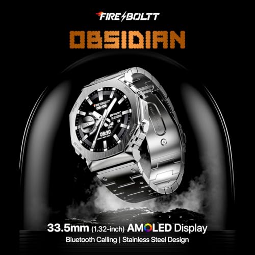 Image of Boltt Obsidian 33.5mm (1.32 inch) AMOLED Display, Stainless Steel Design, 466 * 466 px Resolution, Bluetooth Calling, Multiple Sports Modes, Health Mode, IP67, Weather Updates