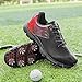 UCUZMI Men's Golf Shoes, Casual Walking Trainers Anti-Slip Fashion Waterproof Golf Sneakers Comfort Golf Footwear,Black,7