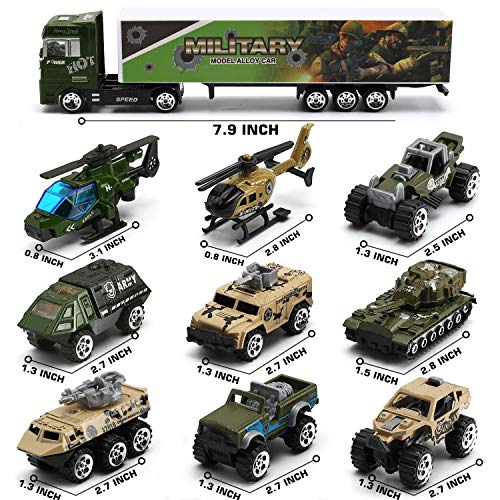 Byonebye BYONEBYE-BATTLETRUCK 26 Pcs Military Truck With Soldier Men Set(2 In 1), Mini Die-Cast Battle Car In Carrier Truck, Army Toy Double Side Transport Vehicle thumb #3