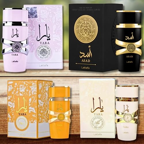 Lattafa for Unisex 4 Piece Eau de Parfum Gift Set (Yara for Women + Yara Moi for Women + Yara Tous for Women + Asad for Men) 3.4 Ounce/100 ml each - Image 3