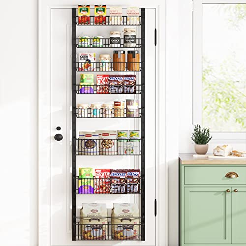 1Easylife Over The Door Pantry Organizer, 8-Tier Pantry Door Organizer With Adjustable Baskets, Black Pantry Door Organization And Storage With Metal Frame, Space Saving Spice Rack For Kitchen Pantry #TOP1