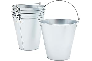 Juvale 6 Pack 7-Inch Tall Galvanized Stainless Steel Ice Buckets