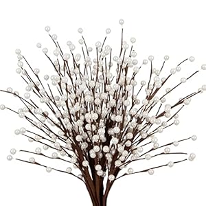 ZIFTY 15Pcs Artificial Holly Berry Stem, 16.5 Inch Holly Berry Pick Decorative Wire Branch Sprays for Christmas Tree…