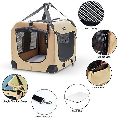 Portable Collapsible Dog Crate, Travel Dog Crate 24x17x17 with Soft Warm Blanket and Foldable Bowl for Large Cats & Small Dogs Indoor and Outdoor - Image 5