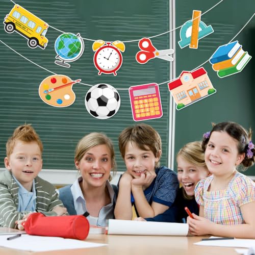 Image of Hooqict Back to School Banner Decorations Welcome Back Party Banner for Bulletin Board First Day of School Office Classroom Party Decorations