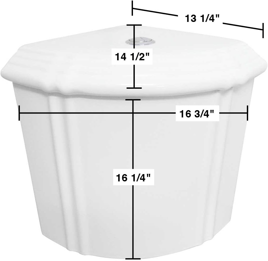 RENOVATORS Supply Manufacturing Sheffield 1.6 GPF Dual Flush Corner Toilet Tank with Gravity Fed Technology in White 13747