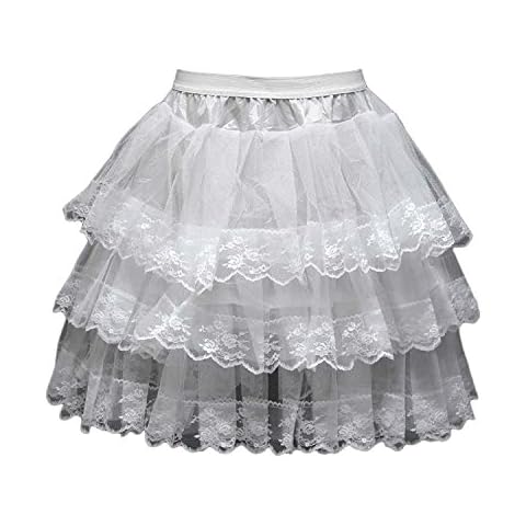 SlenyuBridal Girls 3 Layers Tulle Short Wedding Flower Girl Petticoat Slips Underskirt (US, Age, 10 Years, White 3) Cover