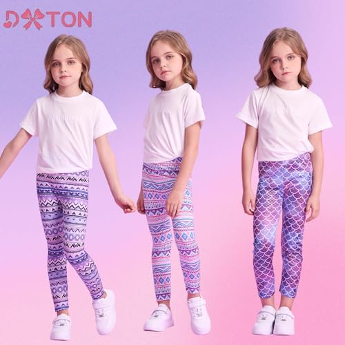 DXTON Kids Girls 3-Pack Skinny Stretch Athletic Leggings Toddlers Active Running Tights Yoga Pants 3-12 Years2