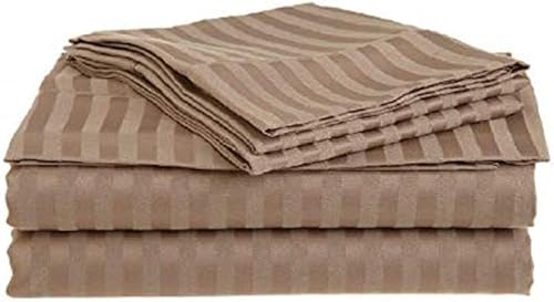 Miniatura 5 de Real juego de 3 sábanas bajeras y 2 fundas de almohada de algodón natural peinado de fibra larga, tejido de satén suave y sedoso, tamaño King,