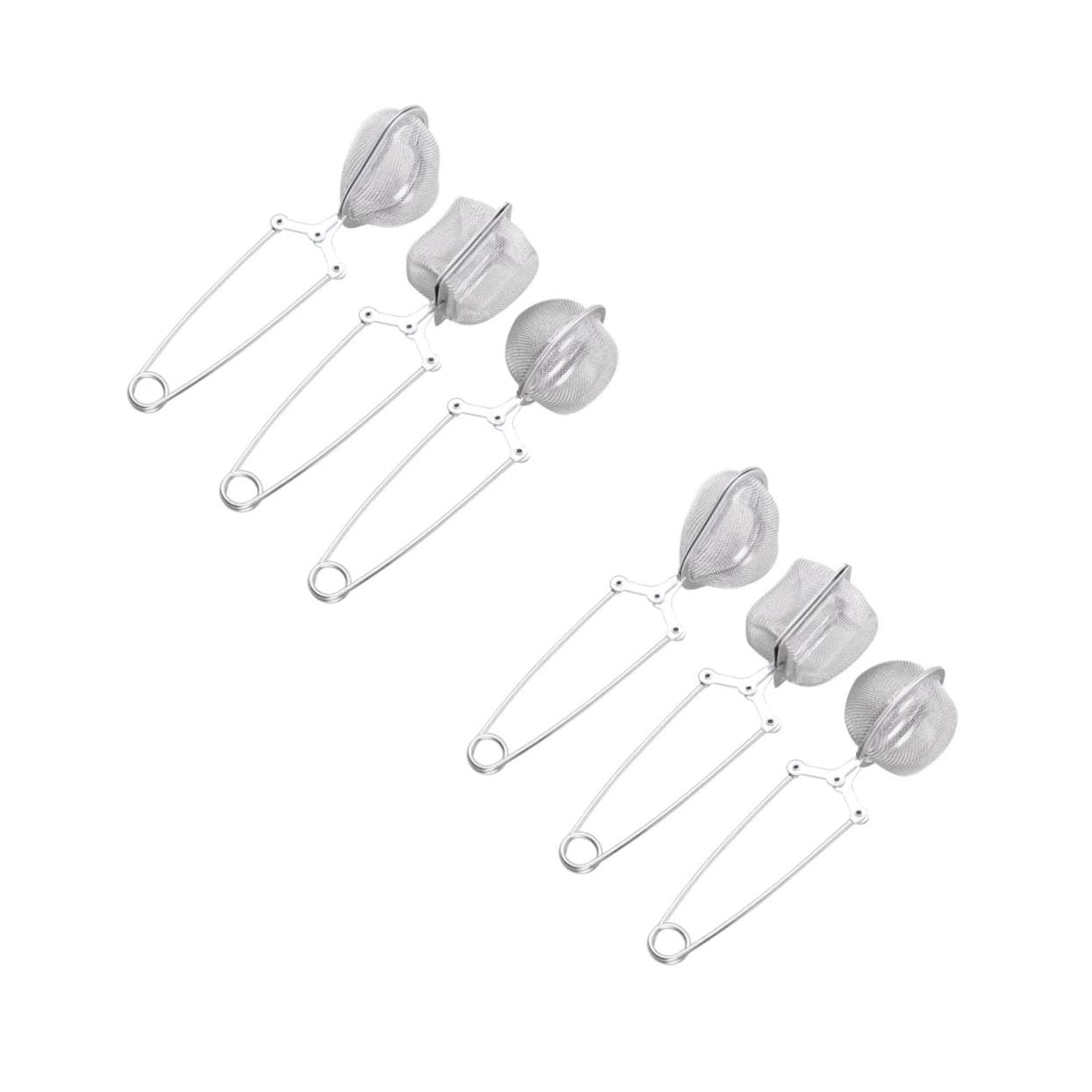 ABOOFAN 2sets Stainless Steel Tea Strainer Heart Square Mesh Filters with Long Handle Kitchen Colander for Loose Leaf Tea Herbs and Spices Easy to Clean and Reusable 3pcs*2