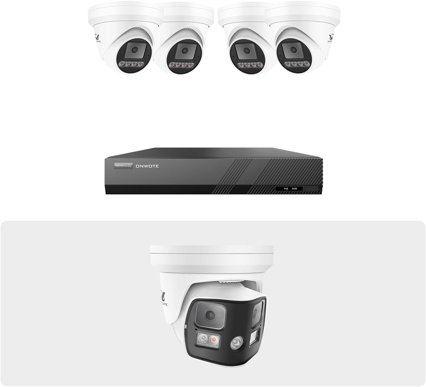 ONWOTE 8 Channel 4K NVR Security Camera System (5) Wired PoE IP Cameras