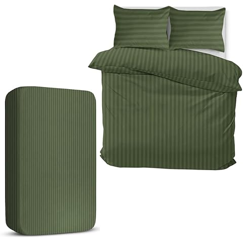 MOONLIGHT20015 King Size Satin Stripe Duvet Set Cover