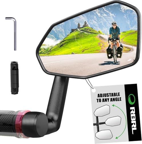 RBRL Extra Large Bicycle Mirror 360 Adjustable Shatterproof and Durable Bar End Rear View Mirror for E-Bike (Right)
