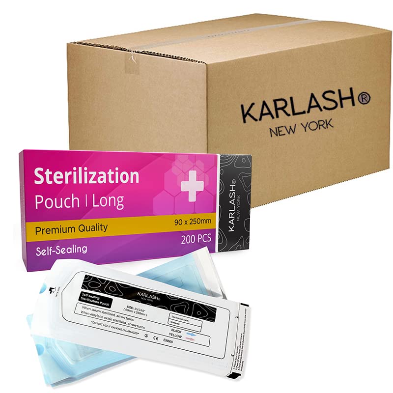 Karlash Self Seal Sterilization Pouch For Salon Supplies 200pc/pk (LONG 3.5" x 9.8")