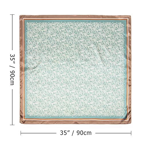Image of DRESHOW 35 inch Large Square Satin Head Scarf - 4Pcs Silk Accessories Classic Patterned Squares Beach Bandanas for Women