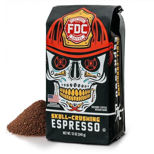 Image of Fire Department Coffee - Gives Back to Firefighters - Full-Bodied & Bold Skull Crushing Espresso Ground Coffee - Roasted in the USA - Veteran Owned - 12 oz