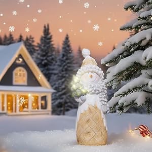 Newman House Studio Snowman Christmas Decorations Christmas-Tree Lighted - Snowman Figurines Ornaments with LED Lights Merry Resin Holiday Light Up Snowman Indoor Decor 3.5 * 2.25 * 8.5 in Newman House Studio Snowman Christmas Decorations Christmas Tree Lighted Snowman Figurines Ornaments with LED Lights Merry Resin Holiday Light Up Snowman Indoor Decor 35 225 85 in