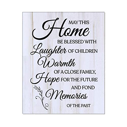 LifeSong Milestones Digitally Printed Wall Plaque Housewarming Gift for New Home May This Home Family Wall Plaque Living Room Home Decor 8” x 10” (White)