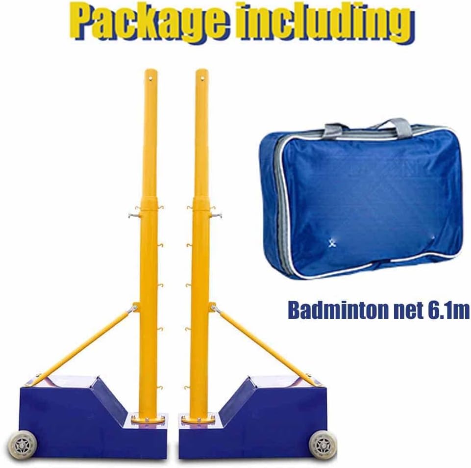 Badminton/Volleyball Poles for Outdoor, 3 in 1 Volleyball/Tennis/Badminton Net Frame, Steel Volleyball Net Posts with Wheels (Blue 1)