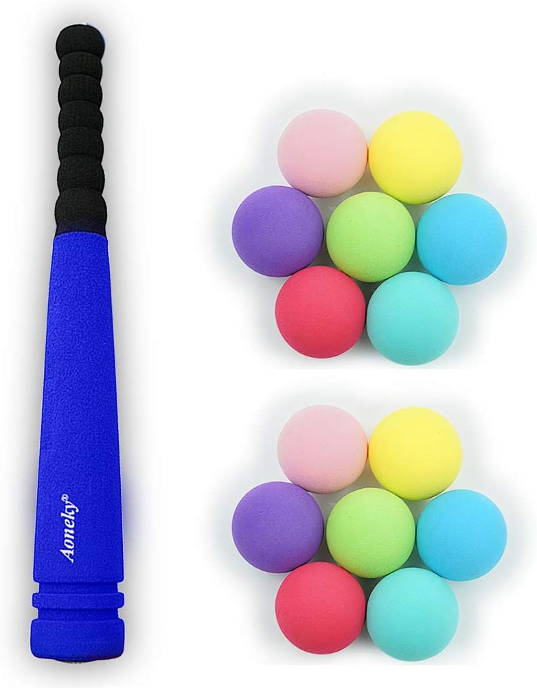 Aoneky Min Foam Bat with Multi Balls for Toddler - Indoor Soft Super Safe TBall Set Toys for Kids Age 2 Years Old (Blue) : Toys & Games